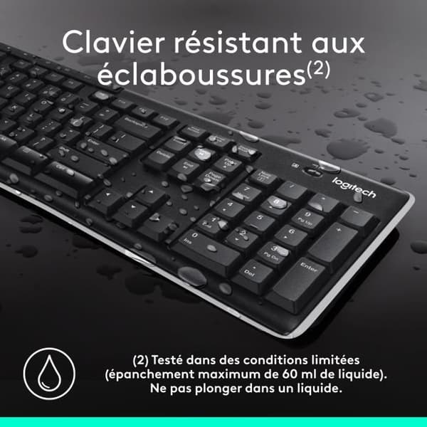 Tangentbord - Trådlöst - Logitech - K270 - AZERTY - Svart