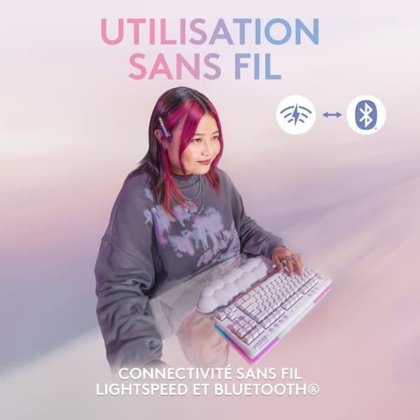 Speltangentbord - Trådbundet - Logitech G - G715 - Mekaniskt - Handledsstöd - Taktil Switch GX Brown - White Mist