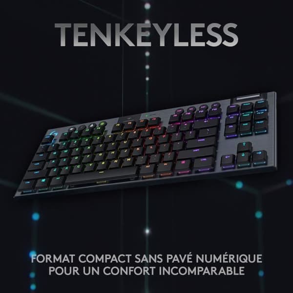 Speltangentbord - Trådlöst - Logitech G - G915 TKL - Retroeclaire - AZERTY - Svart