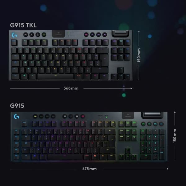 Speltangentbord - Trådlöst - Logitech G - G915 TKL - Retroeclaire - AZERTY - Svart