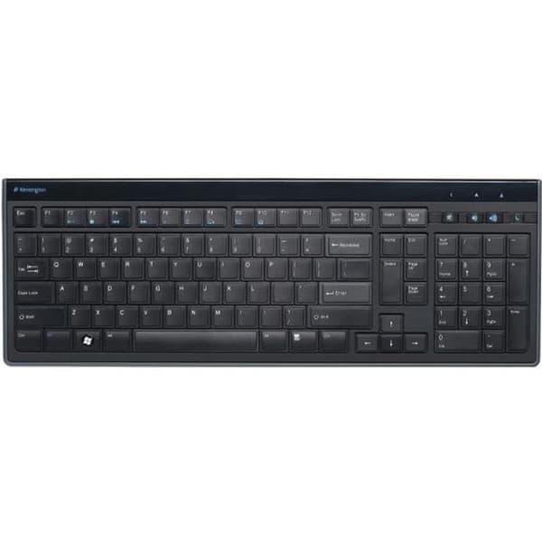 Kensington, Ultra Slim Wired Keyboard, Advance Fit, QWERTY, Svart