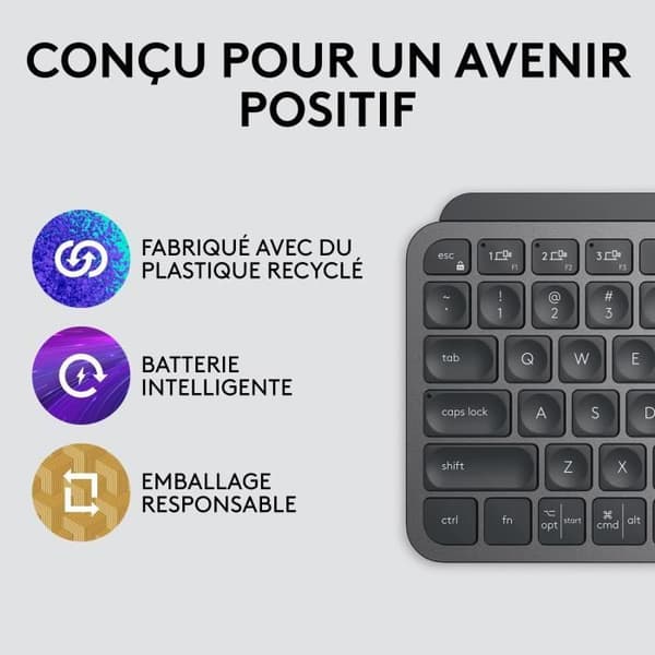 Tangentbord - Trådlöst - Logitech - MX Keys Mini - bakgrundsbelyst - AZERTY - Svart