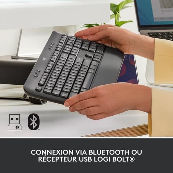Logitech Signature K650-tangentbord, fullt ergonomiskt trådlöst tangentbord med handledsstöd - grafit