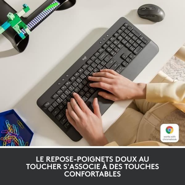 Logitech Signature K650-tangentbord, fullt ergonomiskt trådlöst tangentbord med handledsstöd - grafit