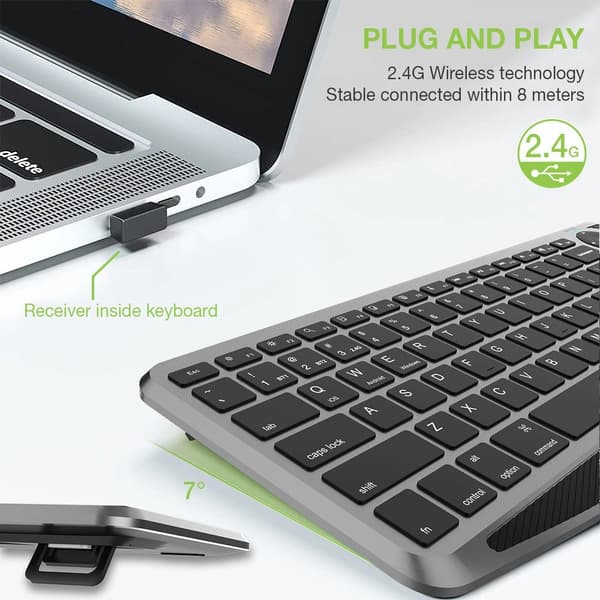 Techly ICTB9801TB tangentbord RF trådlöst + Bluetooth QWERTY Amerikansk engelska Svart
