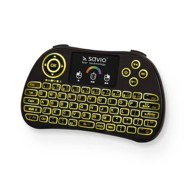 SAVIO KW-03 Belyst trådlöst minitangentbord RGB TV-box, Smart TV, konsoler, PC KW-03