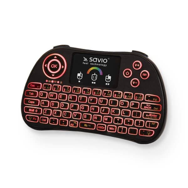 SAVIO KW-03 Belyst trådlöst minitangentbord RGB TV-box, Smart TV, konsoler, PC KW-03