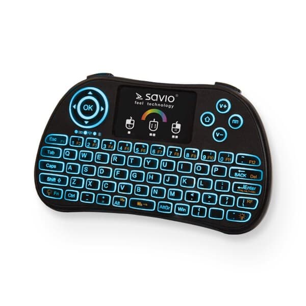 SAVIO KW-03 Belyst trådlöst minitangentbord RGB TV-box, Smart TV, konsoler, PC KW-03