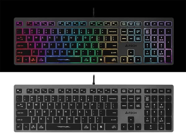 A4Tech FSTYLER FX60H (neon baggrundsbelyst) tastatur USB QWERTY Sort, Grå