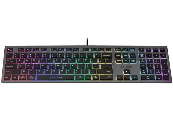 A4Tech FSTYLER FX60H (neon baggrundsbelyst) tastatur USB QWERTY Sort, Grå