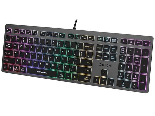 A4Tech FSTYLER FX60H (neon baggrundsbelyst) tastatur USB QWERTY Sort, Grå