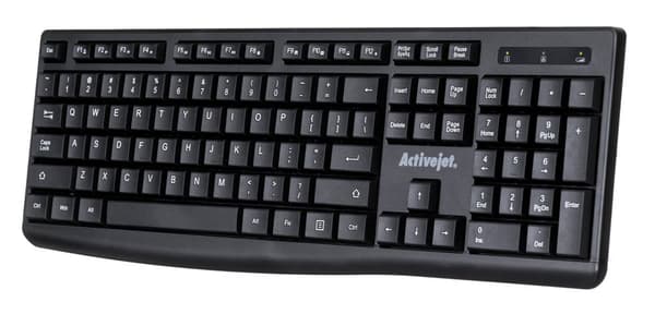 Activejet Langaton Näppäimistö K-3803SW, Paristokäyttöinen 1x 1.5V AAA MUSTA