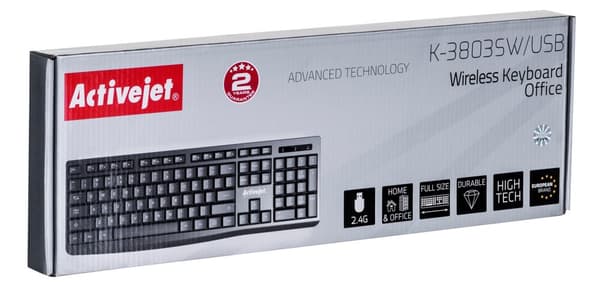 Activejet Langaton Näppäimistö K-3803SW, Paristokäyttöinen 1x 1.5V AAA MUSTA