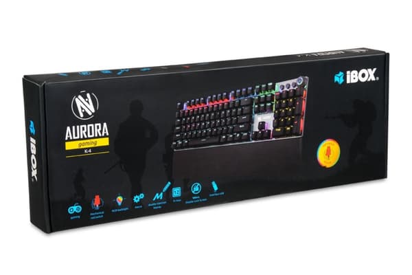 iBox Aurora K-4 tangentbord USB QWERTY Svart