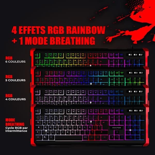 Kabelbaserat spelbord Azerty Advance GTA240 Svart