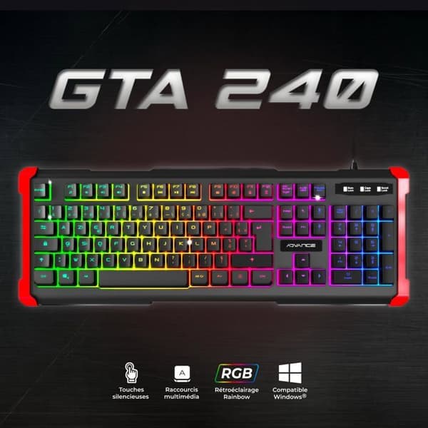 Kabelbaserat spelbord Azerty Advance GTA240 Svart