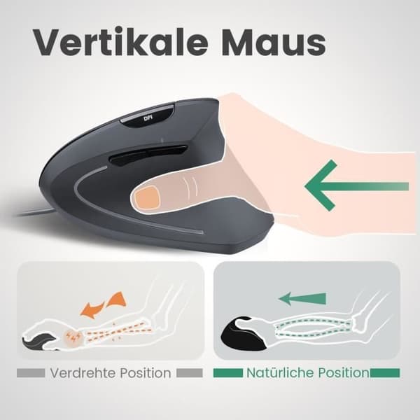 perixx PERIDUO-512 DE B Trådlös Mus + Ergonomiskt QWERTY Tangentbord Svart