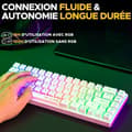 Miniatyrbild 8 av 8: Gamer Tangentbord - Membran - The G-Lab - KEYZ HYDROGEN WL - Regnbågsbelysning - Trådlös - Semi-mekanisk - Azerty - Vit