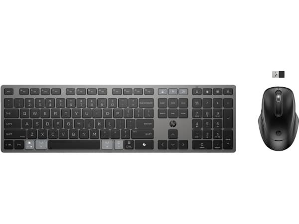 HP 725 laddningsbart trådlöst tangentbord och mus kombinerat för flera enheter, 499 g, 538 mm, 125 mm, 46 mm, 820 g
