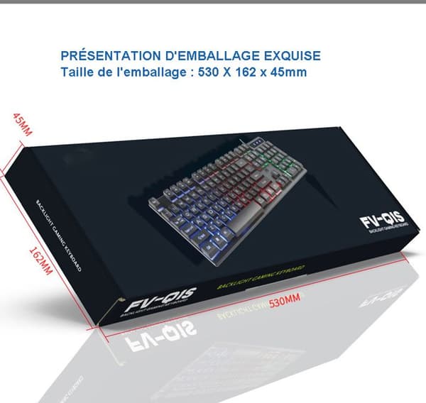 104 Tryck - Qwerty - Spelklar - Tyst Tangentbord - Trådbundet Tangentbord - Semi-Mekanisk, RGB-Belysning i sju färger