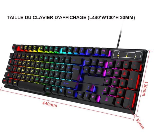 104 Tryck - Qwerty - Spelklar - Tyst Tangentbord - Trådbundet Tangentbord - Semi-Mekanisk, RGB-Belysning i sju färger