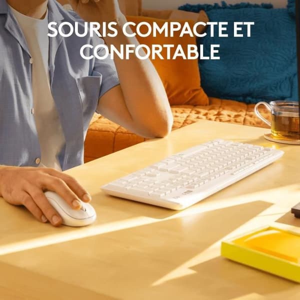 Tangentbordsmusset - Trådlös - Logitech - MK295 - Tyst - AZERTY - Vit