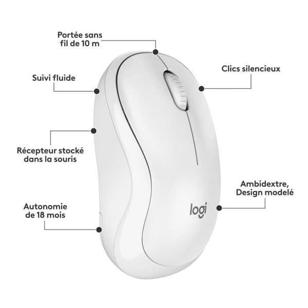 Tangentbordsmusset - Trådlös - Logitech - MK295 - Tyst - AZERTY - Vit