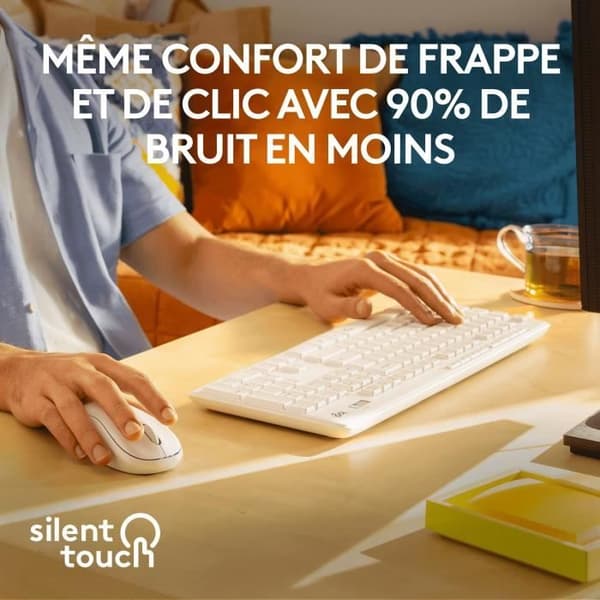 Tangentbordsmusset - Trådlös - Logitech - MK295 - Tyst - AZERTY - Vit