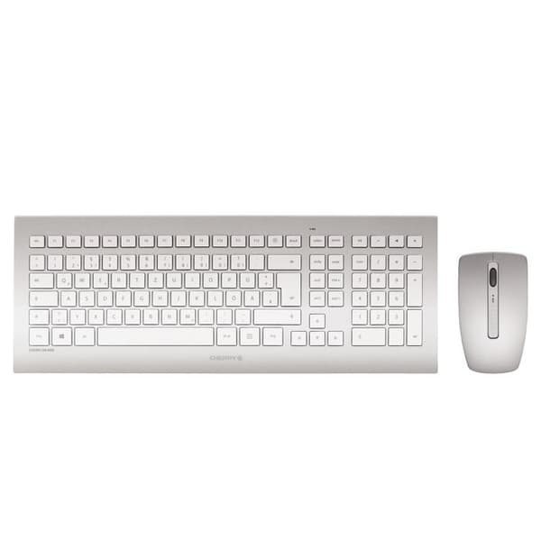 CHERRY DW 8000 trådlöst tangentbord och mus set - RF, 2,4 GHz - Vit och silver