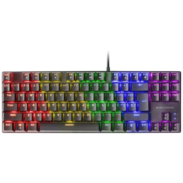 Mekaniskt spelartangentbord (brun switch) Mars Gaming MK80 RGB (svart) Svart