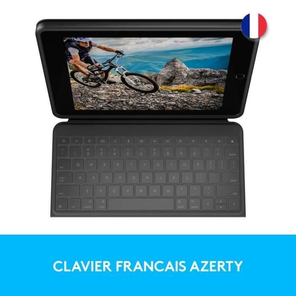 LOGITECH - Tangentbord och fodral - Robust Folio för Apple 10,2-tums iPad 7:e, 7:e, 8:e och 9:e generationen - Svart