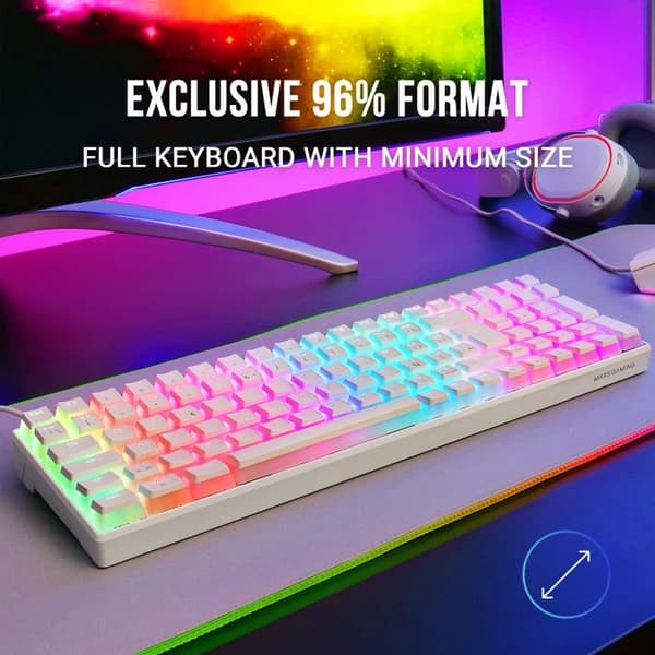 Mekaniskt tangentbord - Mars Gaming - MKULTRA - Kompakt 96% - Outemu SQ Brown Switch - RGB Vit
