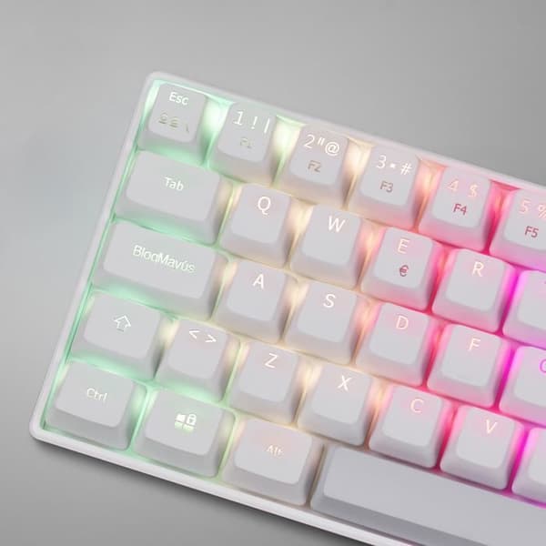 Mars Gaming MKMINI Vit - Ultrakompakt RGB mekaniskt tangentbord - Blå Switch - Portugisisk layout
