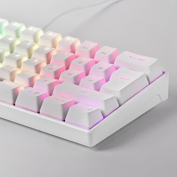 Mars Gaming MKMINI Vit - Ultrakompakt RGB mekaniskt tangentbord - Blå Switch - Portugisisk layout