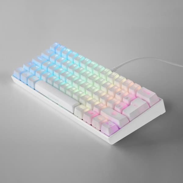 Mars Gaming MKMINI Vit - Ultrakompakt RGB mekaniskt tangentbord - Blå Switch - Portugisisk layout