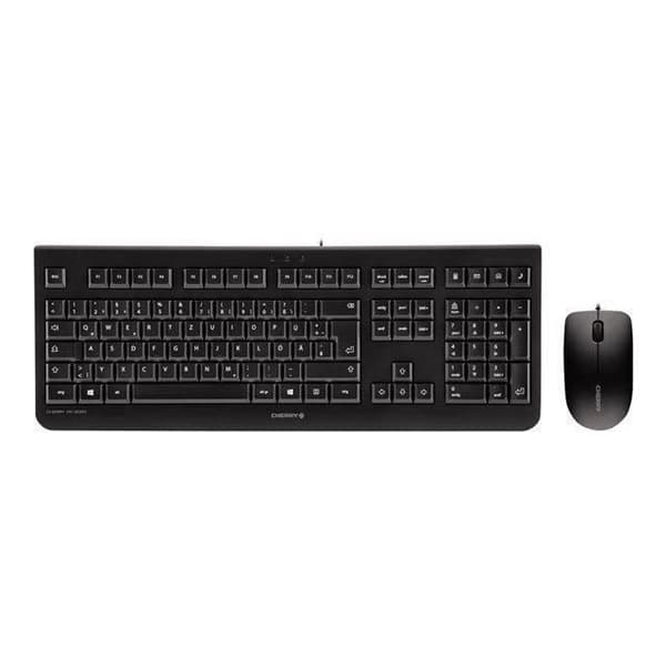 CHERRY DC 2000 tangentbord / muspaket - trådbunden - AZERTY - LPK - USB-port - 1200 dpi optisk mus med 3 knappar - svart
