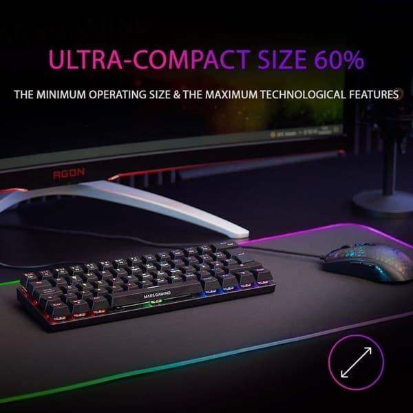 Mekaniskt spelartangentbord (brun switch) Mars Gaming MK60 RGB (svart)
