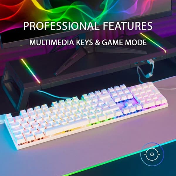 Mekaniskt spelartangentbord (röd switch) Mars Gaming MK422 RGB (Vit)