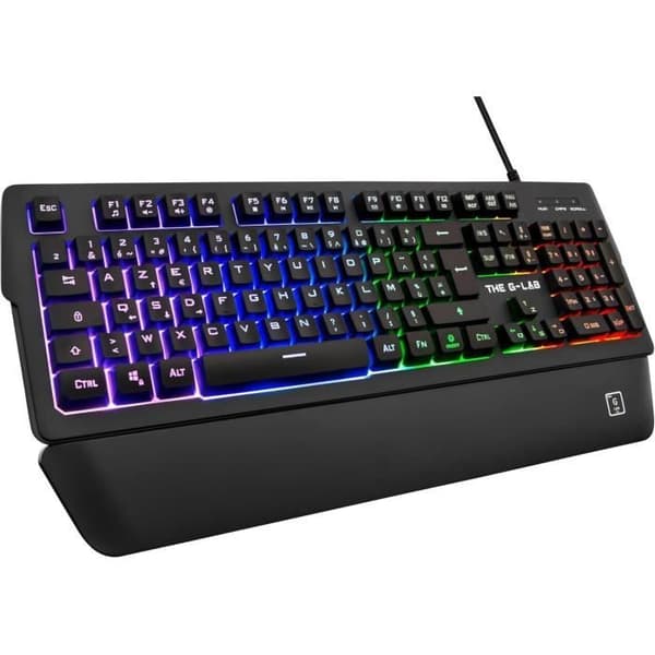 Speltangentbord - The G-Lab - KEYZ PALLADIUM - Kabelanslutet - RGB - Handledsstöd - Azerty - Svart