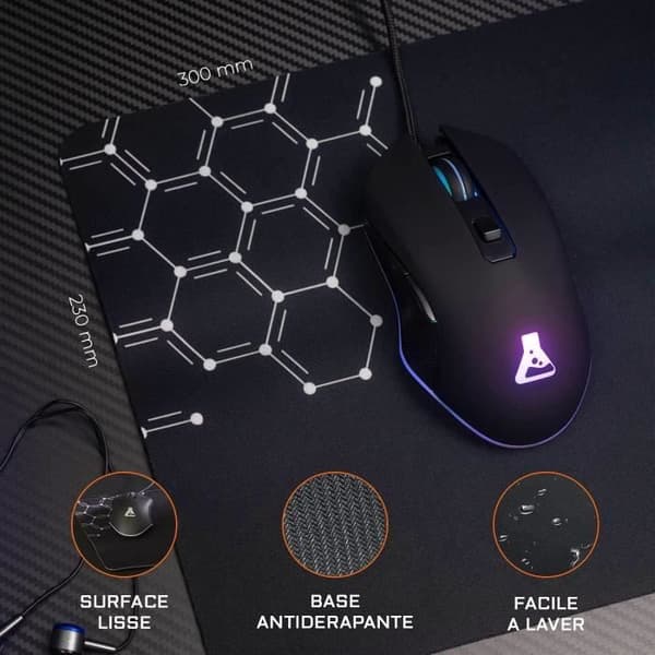 3 i 1 Gamer Pack - The G-Lab - COMBO HELIUM - Kabelansluten mus - Kabelansluten tangentbord - Musmatta