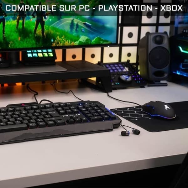 3 i 1 Gamer Pack - The G-Lab - COMBO HELIUM - Kabelansluten mus - Kabelansluten tangentbord - Musmatta