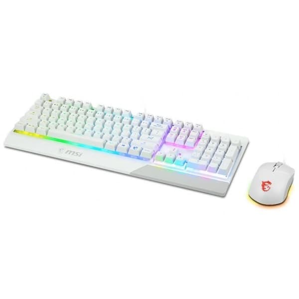 Tangentbord + mus - AZERTY - MSI - Vigor GK30 Combo White FR - Bakgrundsbelyst - Vit