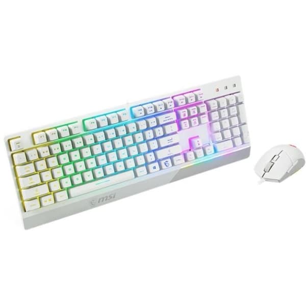Tangentbord + mus - AZERTY - MSI - Vigor GK30 Combo White FR - Bakgrundsbelyst - Vit