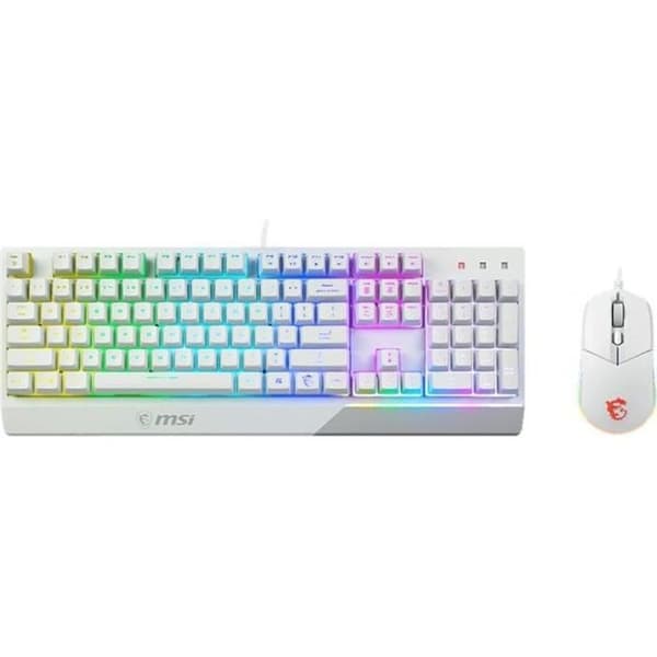Tangentbord + mus - AZERTY - MSI - Vigor GK30 Combo White FR - Bakgrundsbelyst - Vit