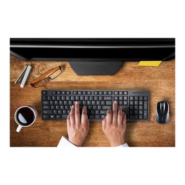 Kensington Pro Fit Desktop Set Tyskt 2,4 GHz trådlöst tangentbord och mus Combo Black