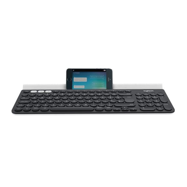 LOGITECH K780 Tangentbord - Trådlös anslutning - USB 2.0-gränssnitt - Holländsk - Vit - Bluetooth - Mac, Android, iOS, Windows Grå, Vit