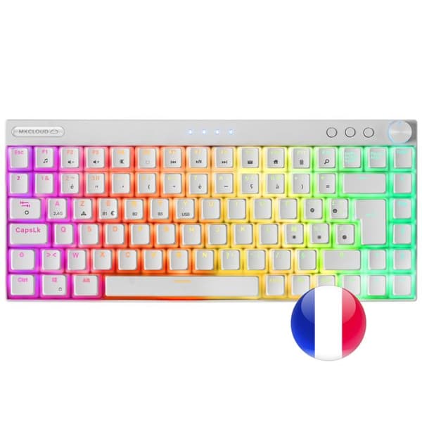 Mekaniskt trådlöst Bluetooth-tangentbord (Outemu SQ Pro Blue) Mars Gaming MK Cloud RGB (Vit)