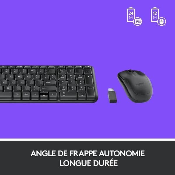 Tangentbordsmusset - Trådlös - Logitech - MK220 - AZERTY - Svart