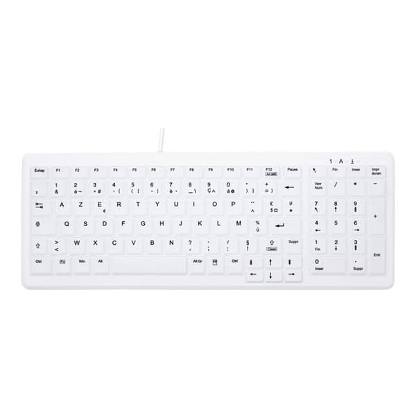 Klaviatur - CHERRY - AK-C7000F-U1-W/FR - Trådbunden - Tvättbar - USB Vit Vit