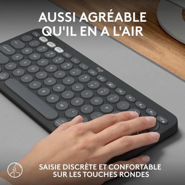 Tangentbord - Trådlöst - Logitech - Pebble Keys 2 K380s - Lättbyteknapp - Svart